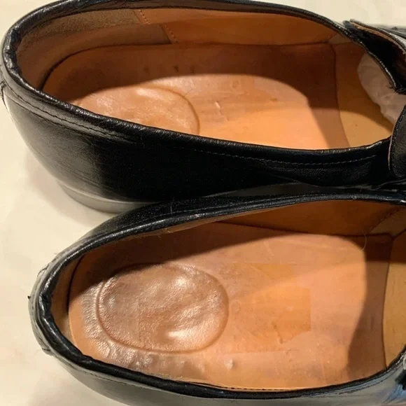 Vintage Black Leather Tassel Slip On Loafers Dress Shoes Sz 9.5 - Picture 4 of 7